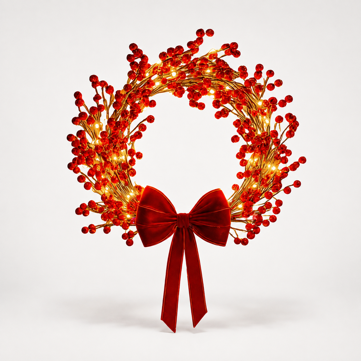 Glowberry – Berry-Diffused Warm Glow LED Wreath