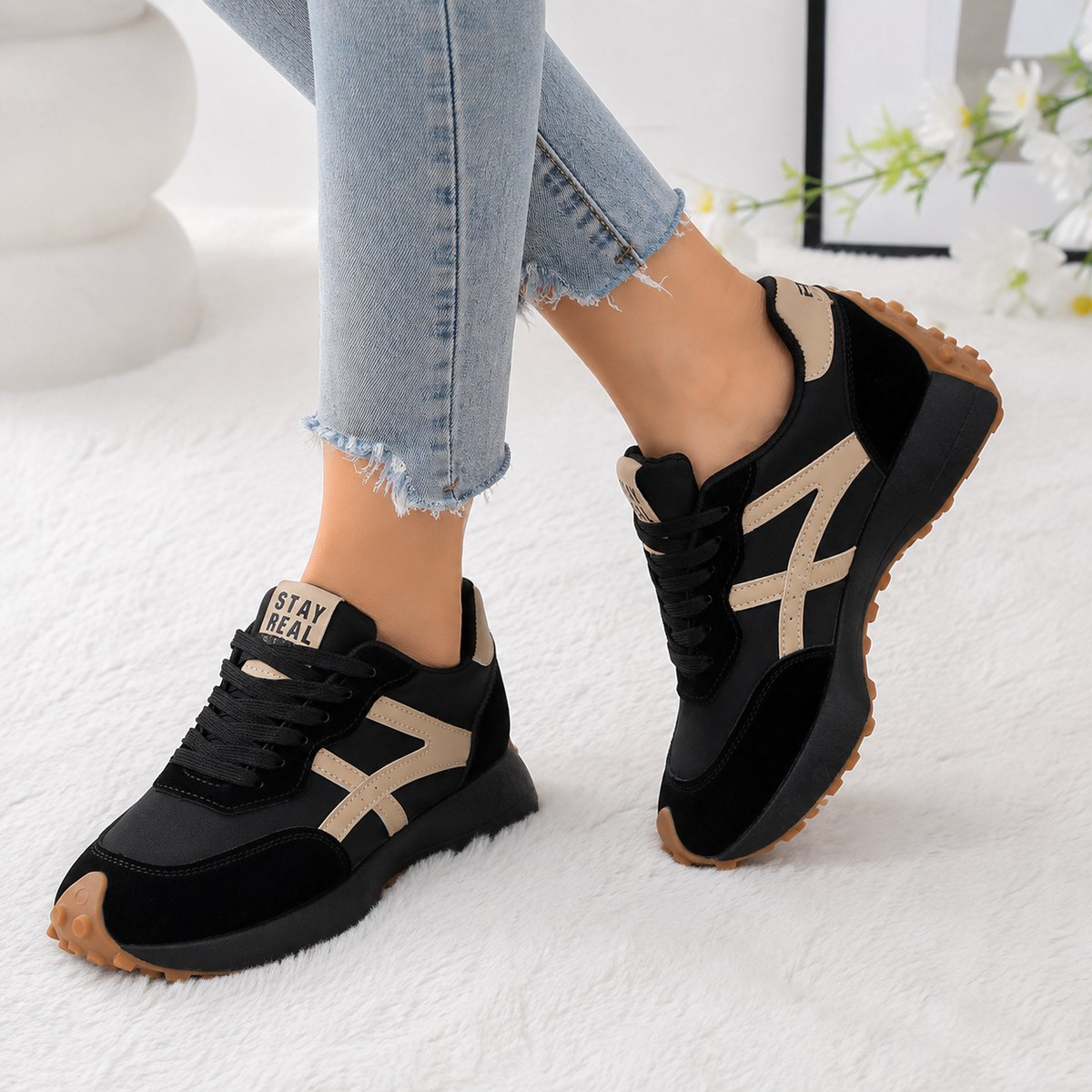 Solenne – Flat-Platform Non-Slip Chunky Sneakers