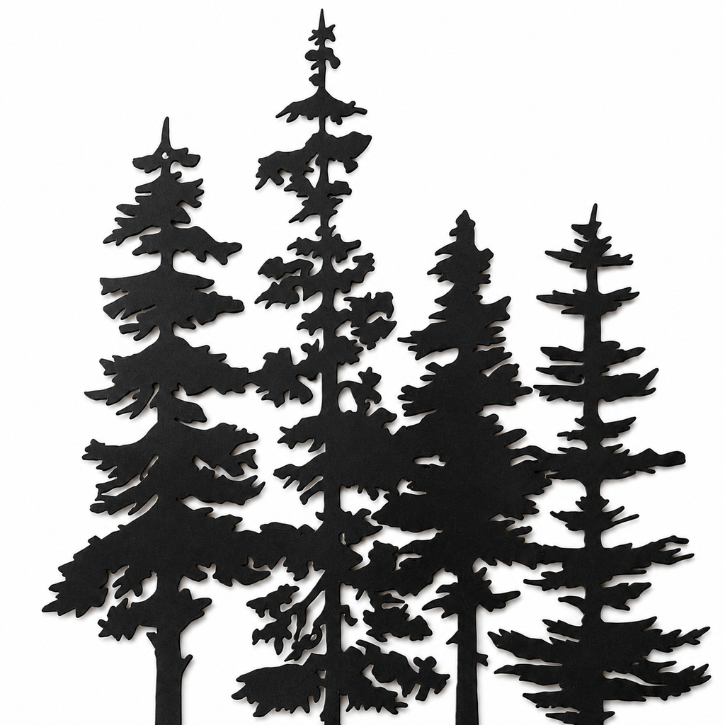 Duskgrove – Dimensional Pine Trees Metal Wall Art