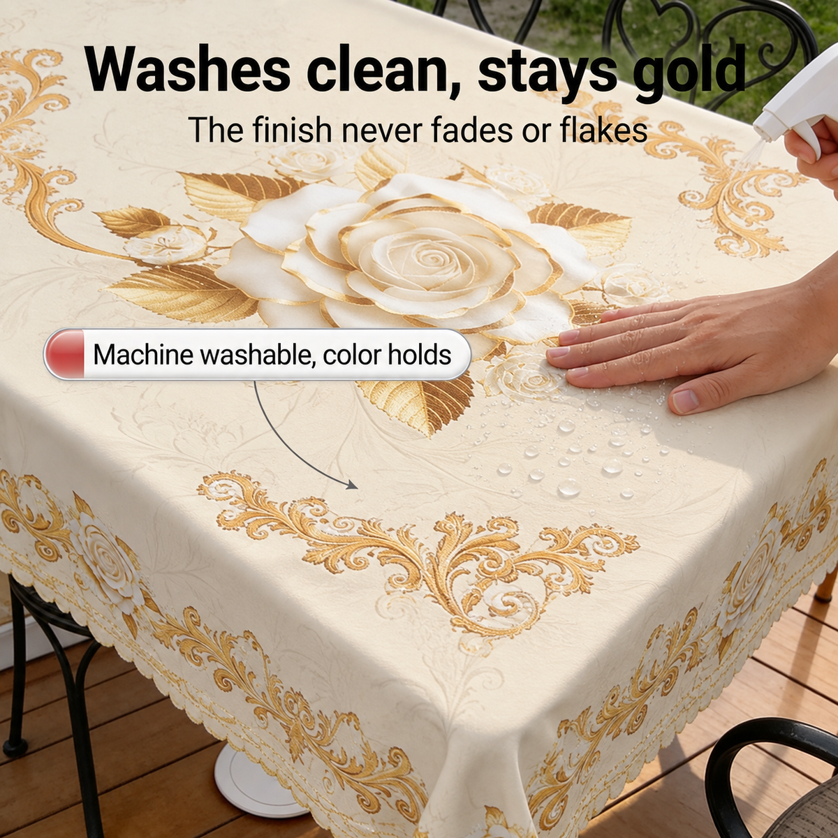 Roseval – Embossed Floral Waterproof Tablecloth