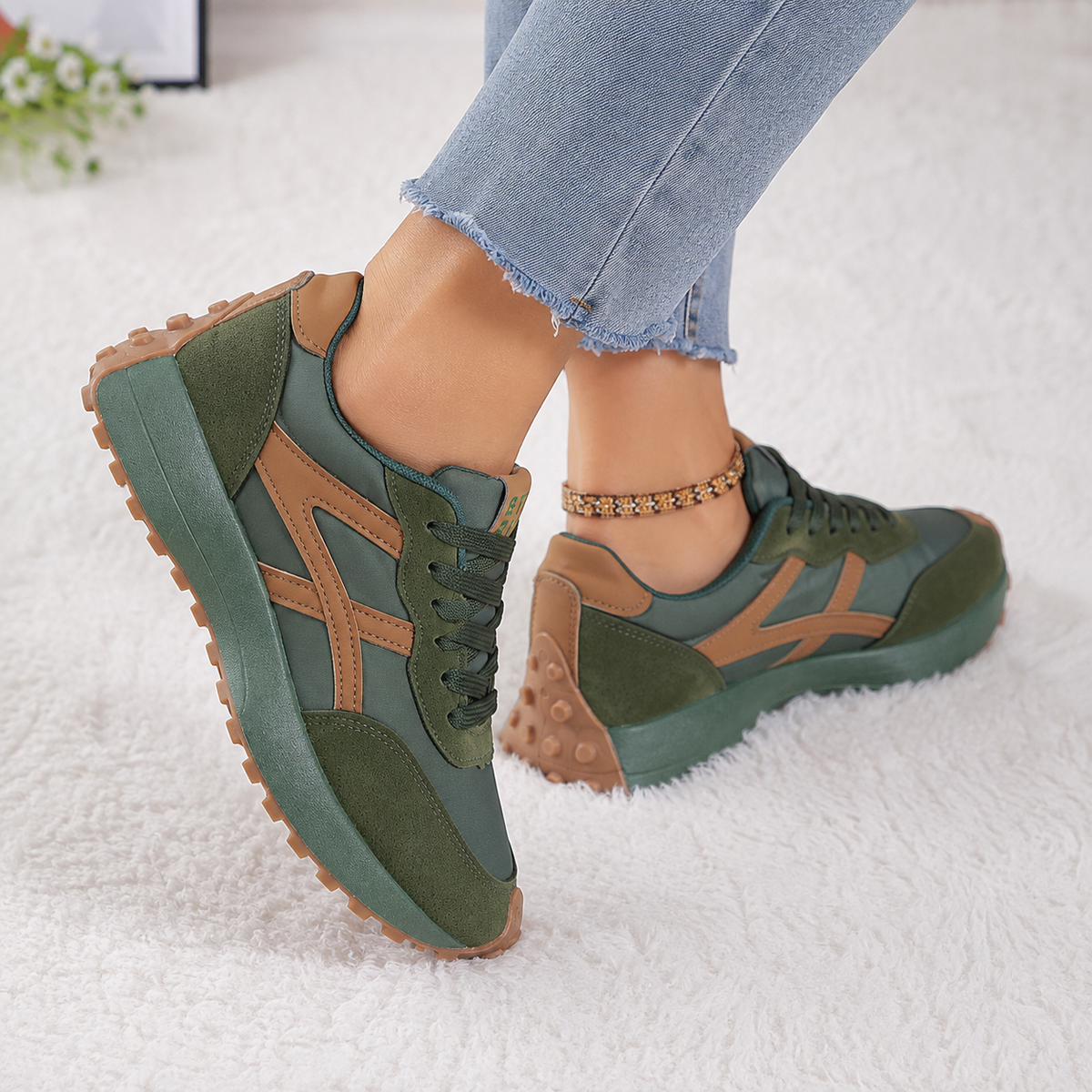 Solenne – Flat-Platform Non-Slip Chunky Sneakers