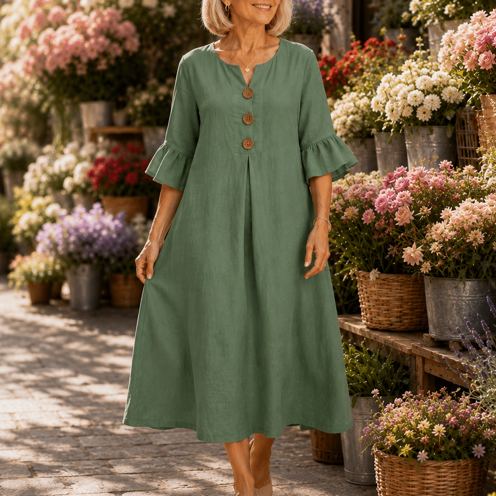 Wearbella – V-Neck Ruffle Sleeve Midi Dress