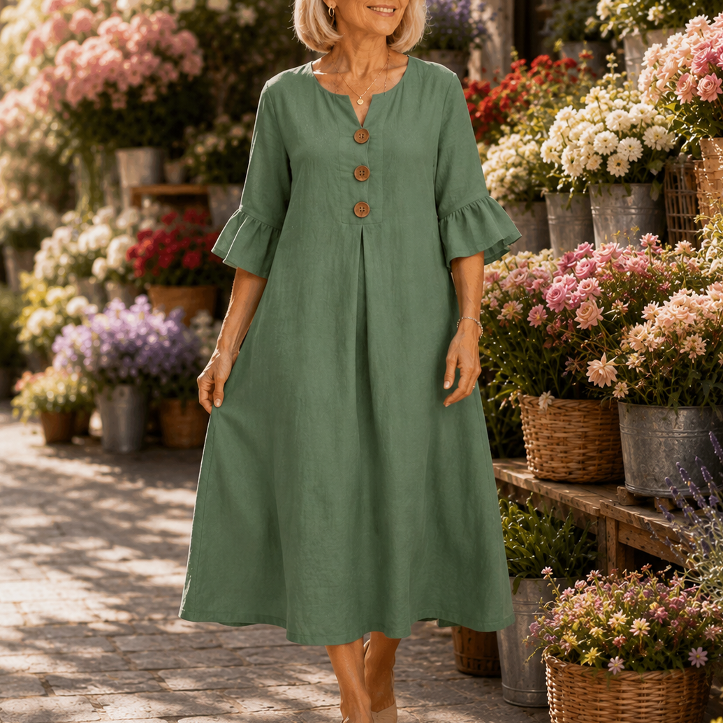 Wearbella – V-Neck Ruffle Sleeve Midi Dress