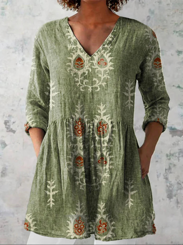 JULIETTE™ | FLOWING V-NECK LONG BLOUSE
