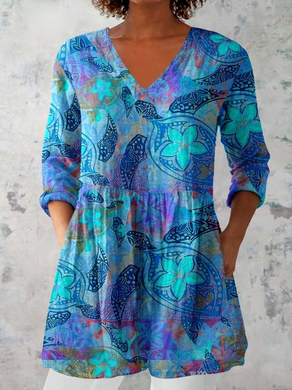 JULIETTE™ | FLOWING V-NECK LONG BLOUSE