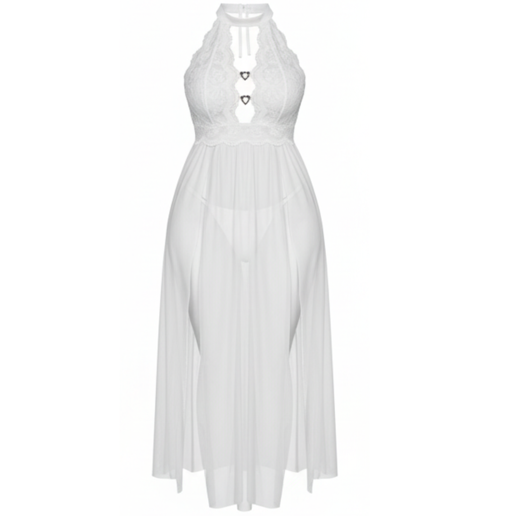 Veluna – Floor Length Lace Nightgown with Heart Details