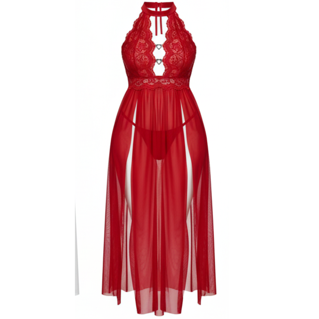 Veluna – Floor Length Lace Nightgown with Heart Details