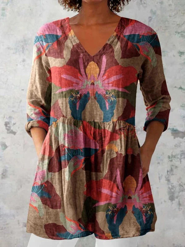JULIETTE™ | FLOWING V-NECK LONG BLOUSE