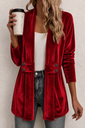 Velbourne – Double-Breasted Velvet-Look Cardigan