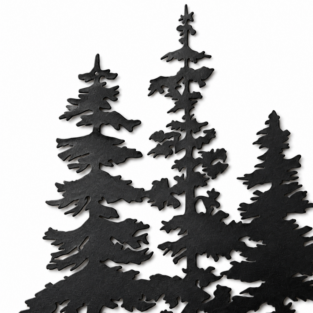 Duskgrove – Dimensional Pine Trees Metal Wall Art