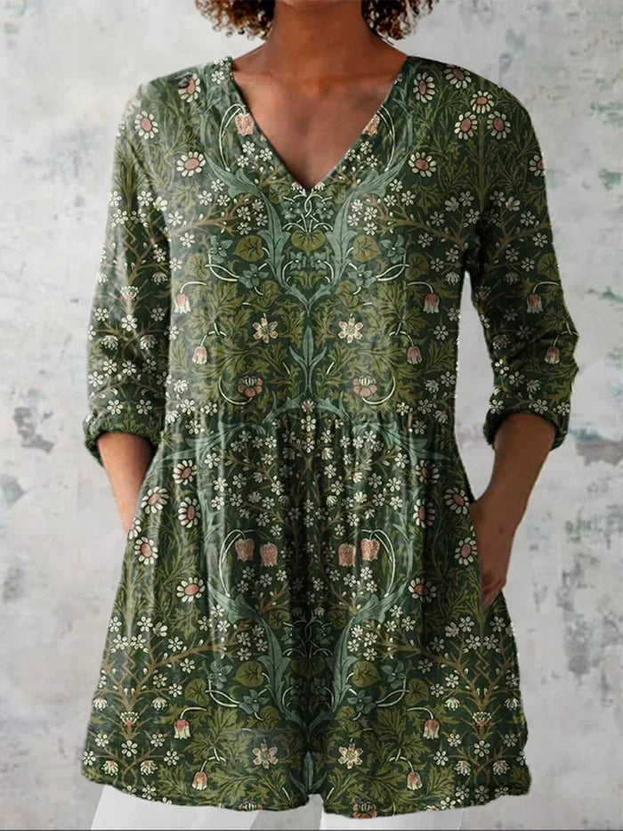 JULIETTE™ | FLOWING V-NECK LONG BLOUSE