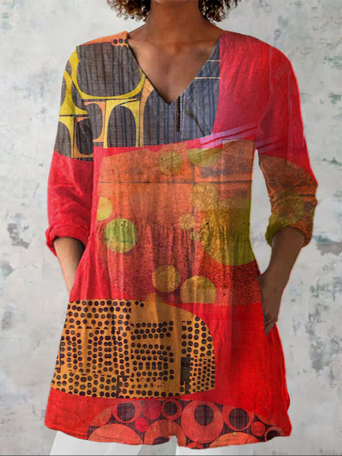 JULIETTE™ | FLOWING V-NECK LONG BLOUSE