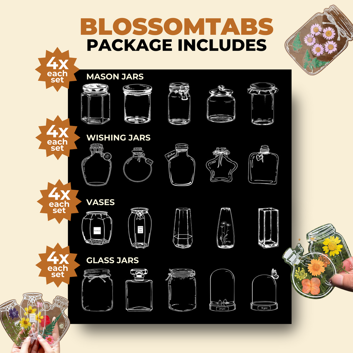 BlossomTabs - Transparent DIY Bookmark Stickers for Book Lovers (20+20 Free)