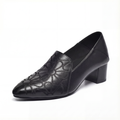 Floressa - Women's embroidered leather pumps with cushioned heel