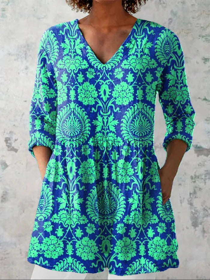 JULIETTE™ | FLOWING V-NECK LONG BLOUSE