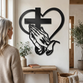 Verita - Christian Heart and Cross Metal Wall Decor