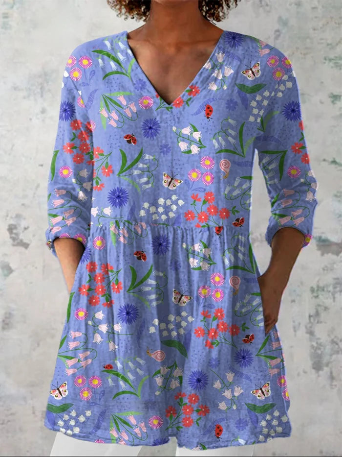 JULIETTE™ | FLOWING V-NECK LONG BLOUSE