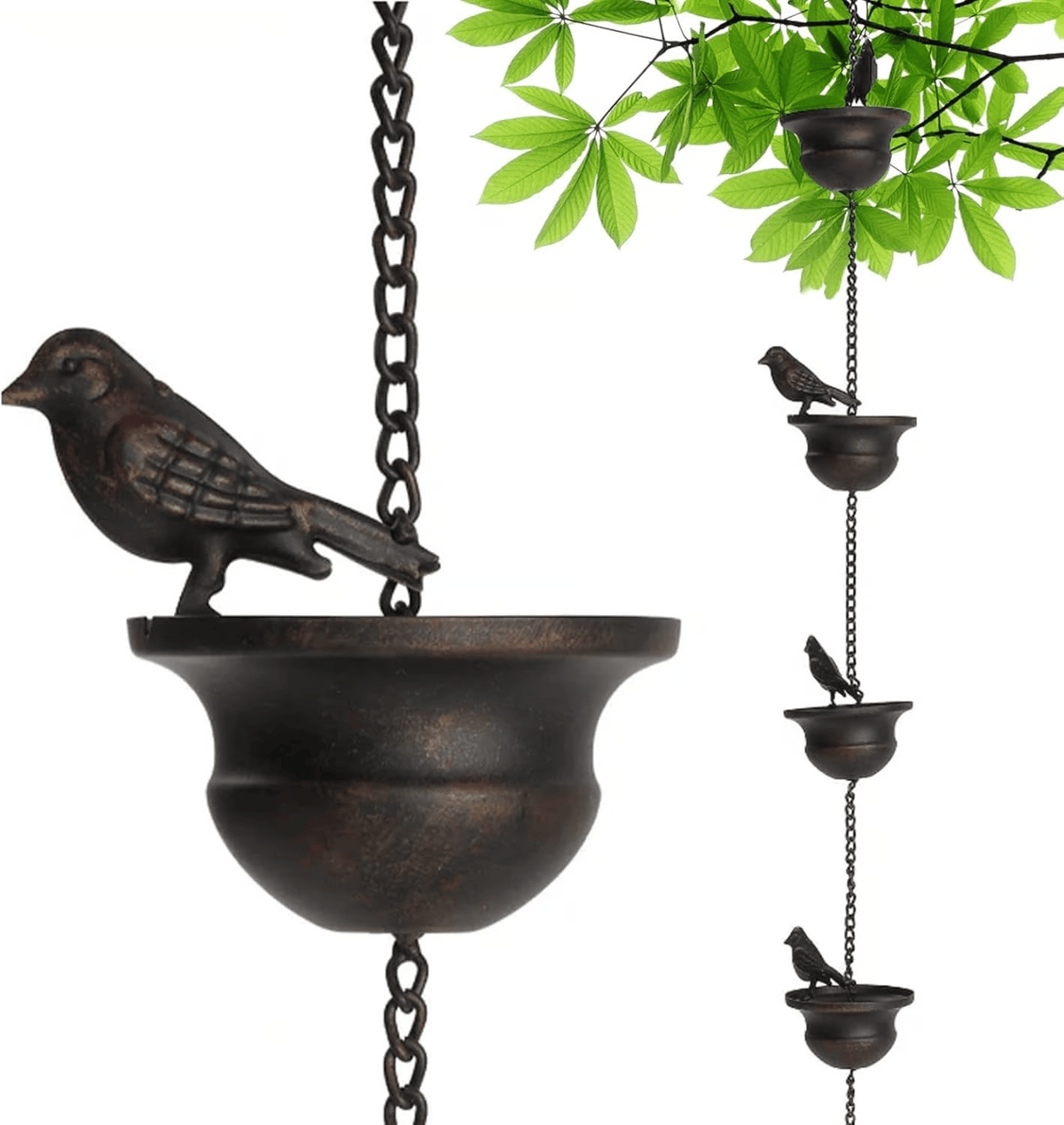 RainPerch – Bird Rain Chain for Garden Charm