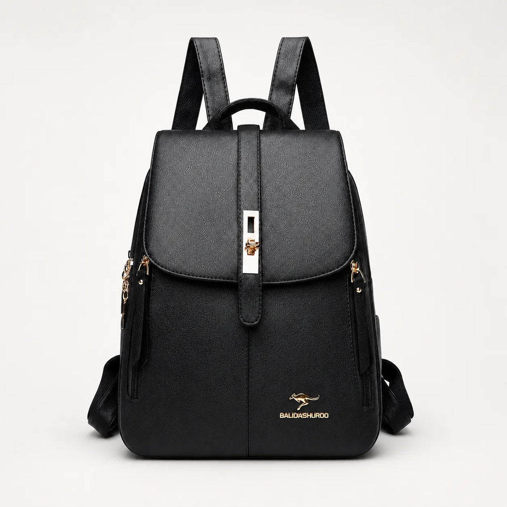 Marabella – Backpack with Twist-Lock Flap and Rose-Gold Hardware