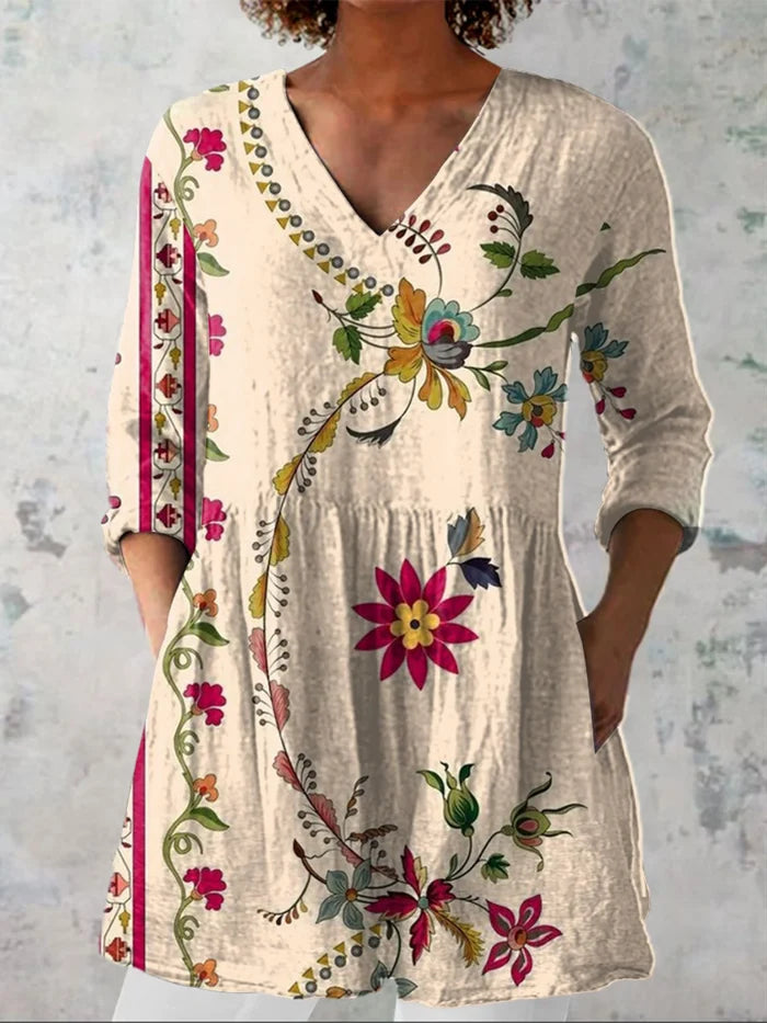 JULIETTE™ | FLOWING V-NECK LONG BLOUSE