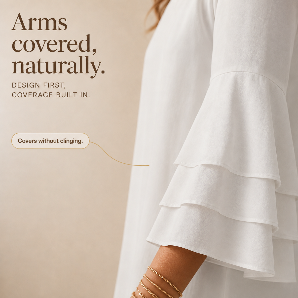 Draperly – V-Neck Ruffle-Sleeve Shift Dress