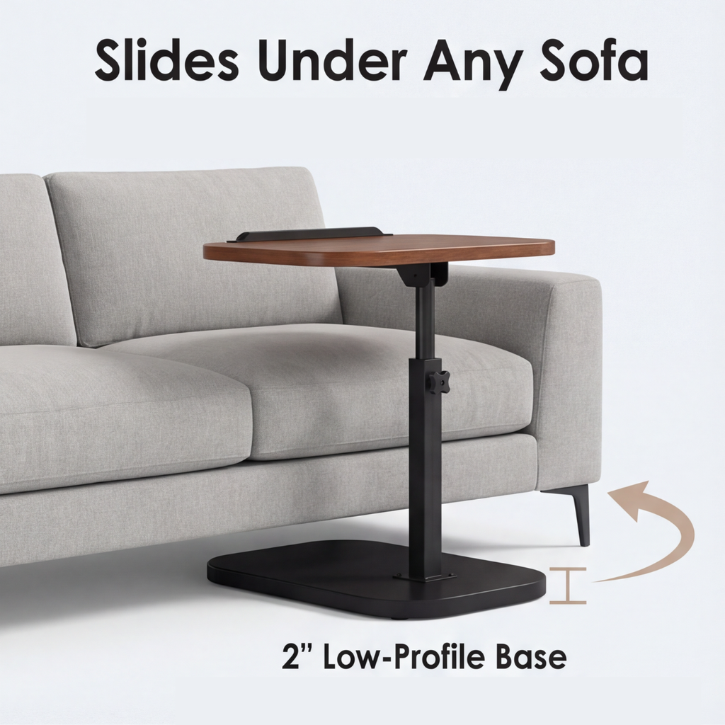 Sofadesk - C-shaped adjustable slide under sofa table