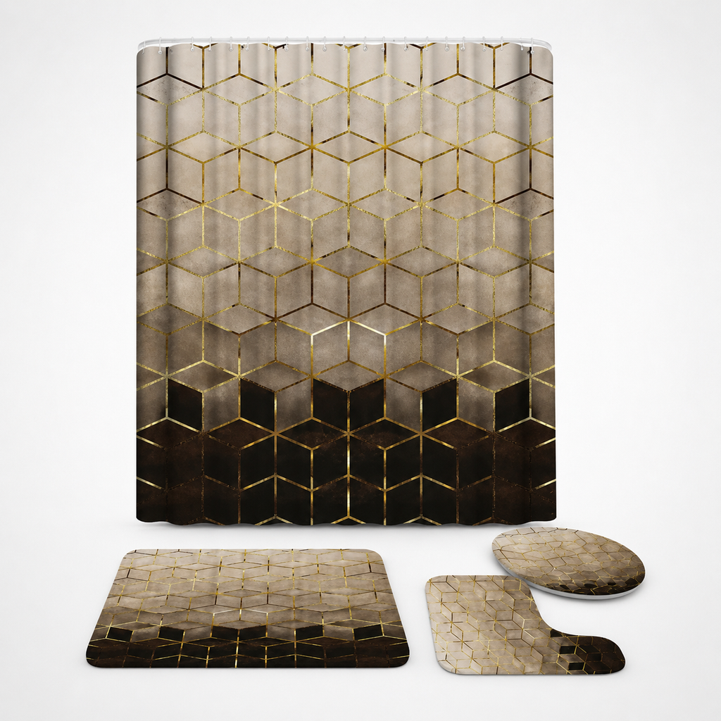 Marbella – Marble Print Waterproof Shower Curtain Set