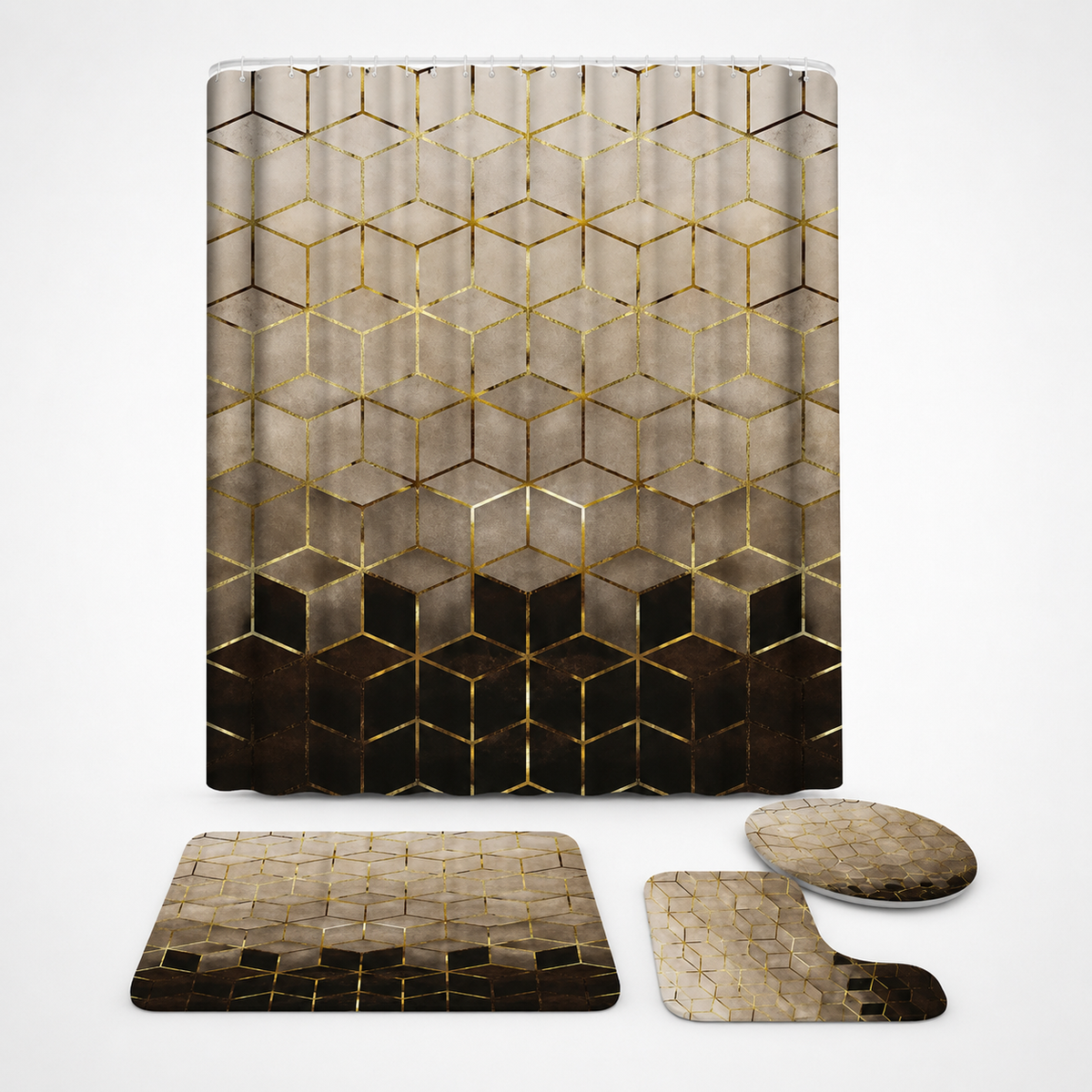 Marbella – Marble Print Waterproof Shower Curtain Set