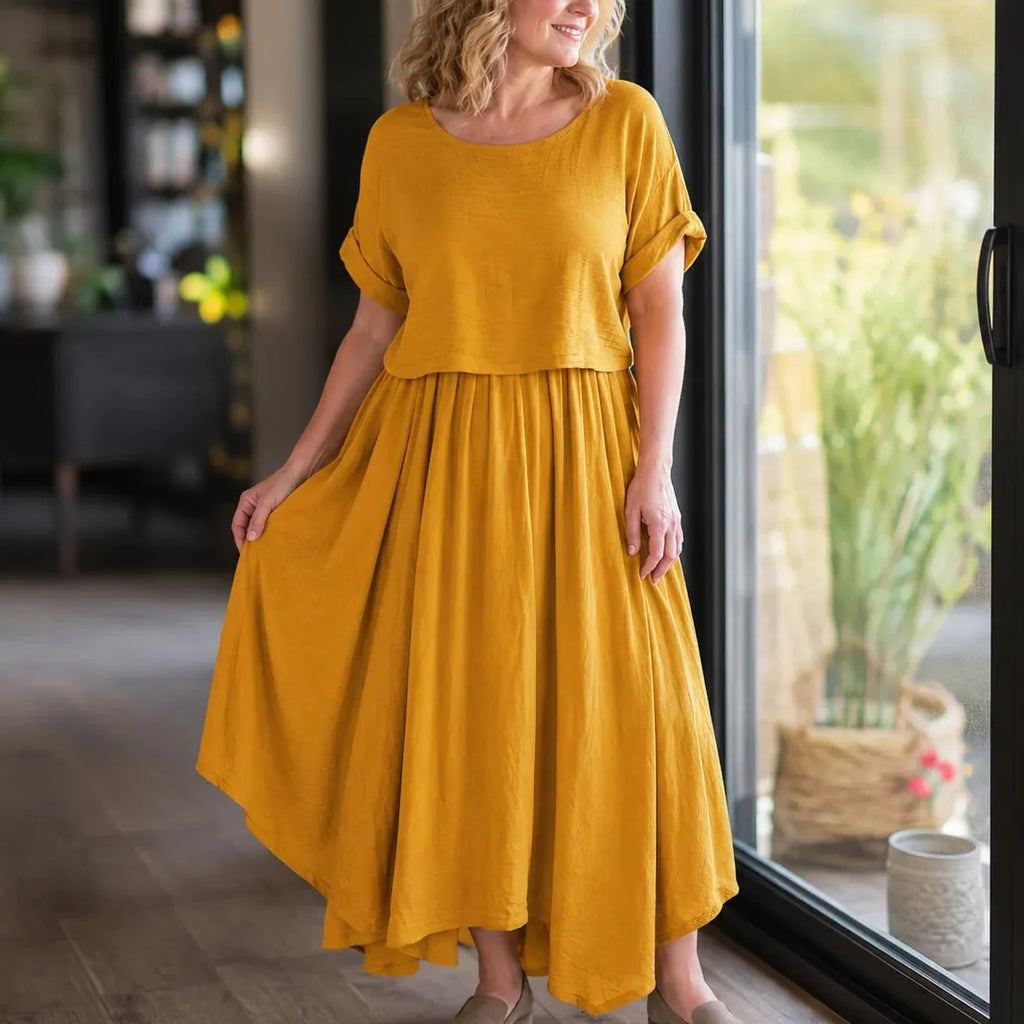 Solene – Effortless Two Piece Linen-Look Skirt Set for Women