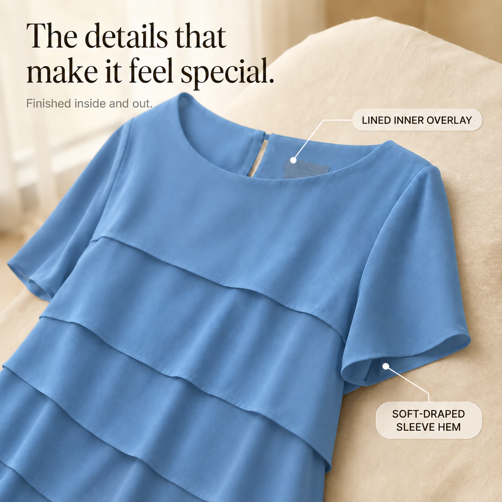 Florenza – Tiered Chiffon-like Midi Dress for Weddings and Events