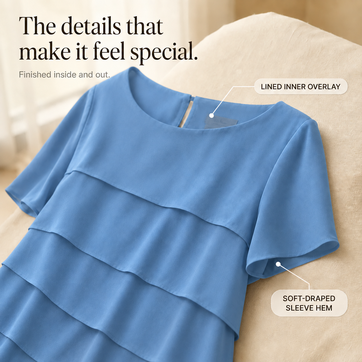 Florenza – Tiered Chiffon-like Midi Dress for Weddings and Events