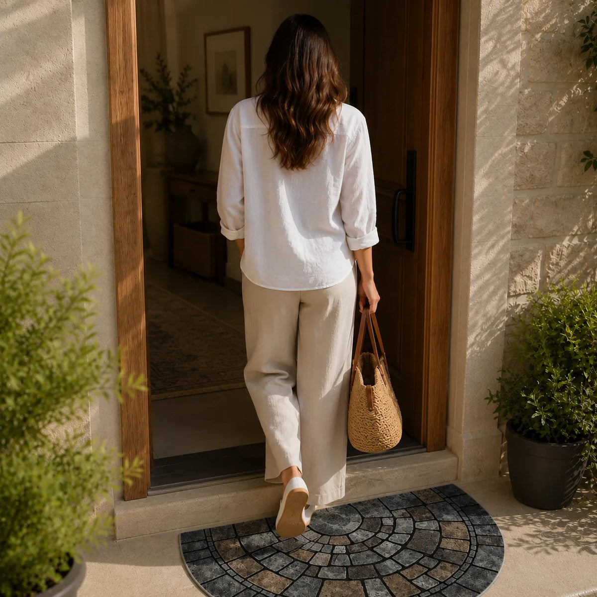 Halfmoon Stoneprint – Half-Circle Cobblestone-Print Door Mat