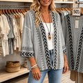 Wearbella – Retro Geometric Print Open-Front Cardigan