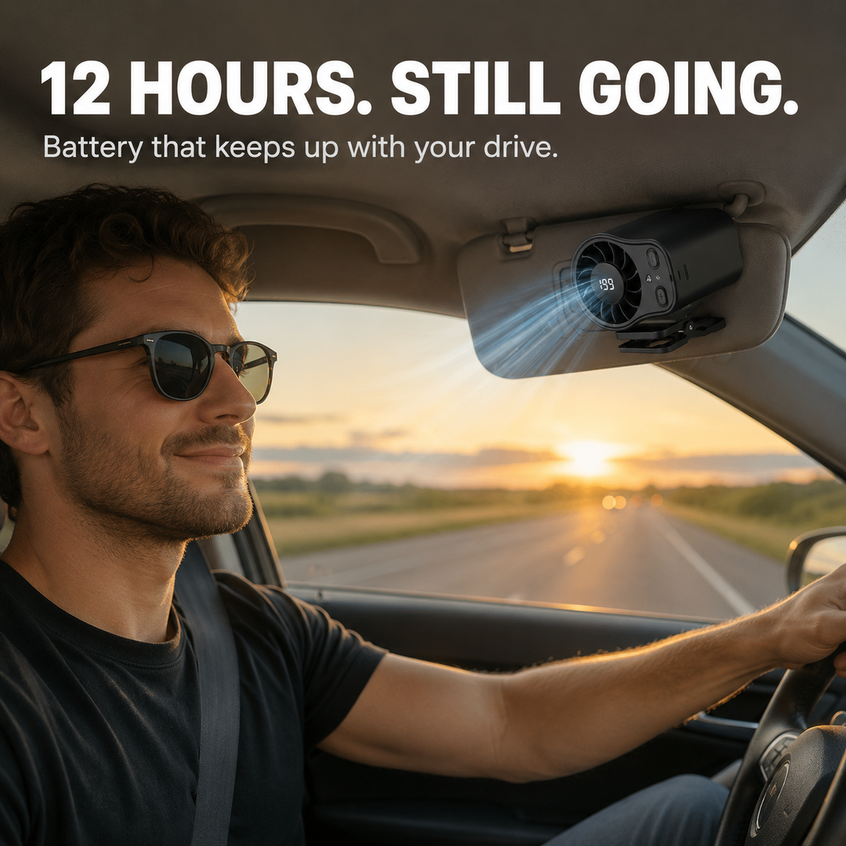 Coolnix – Portable Clip On Car Fan with LED Display