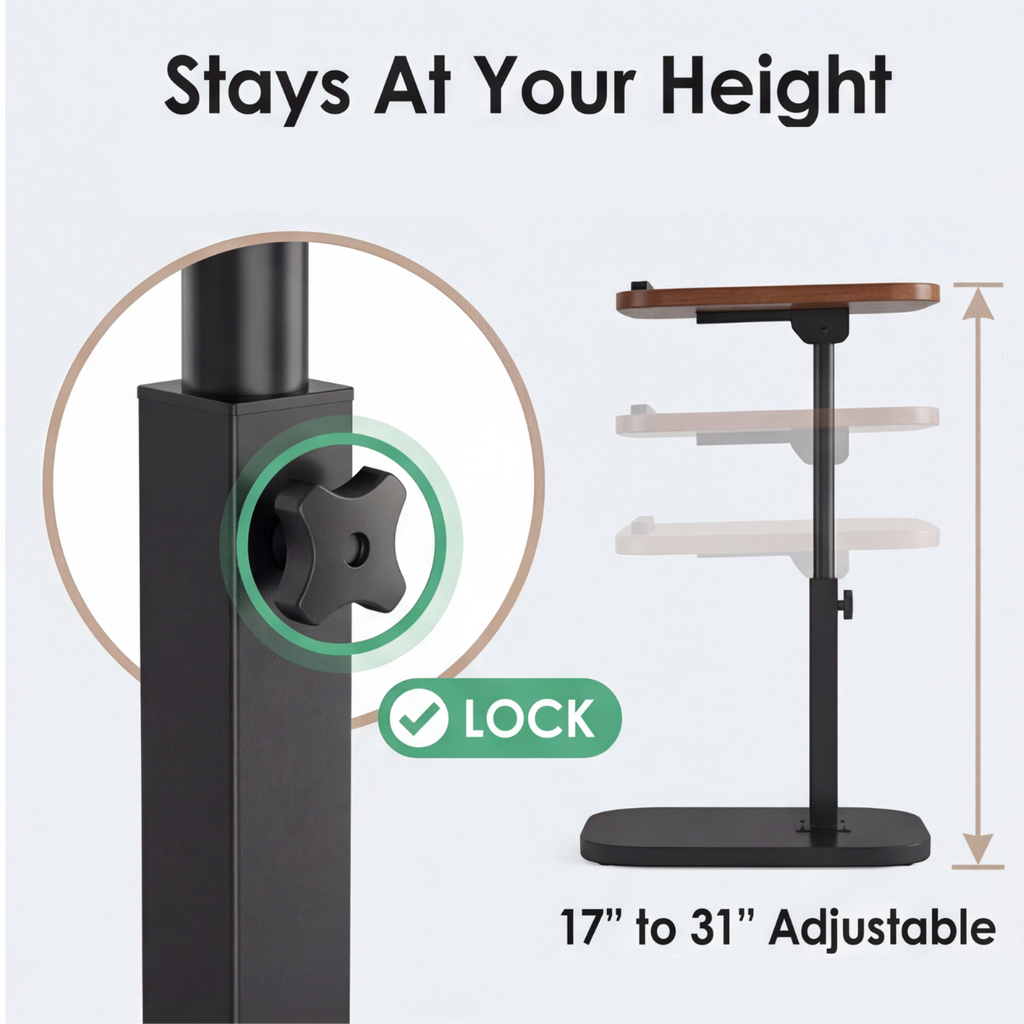 Sofadesk - C-shaped adjustable slide under sofa table