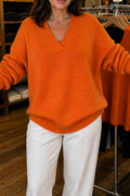 Softline – Ribbed V-Neck Relaxed Knit Sweater