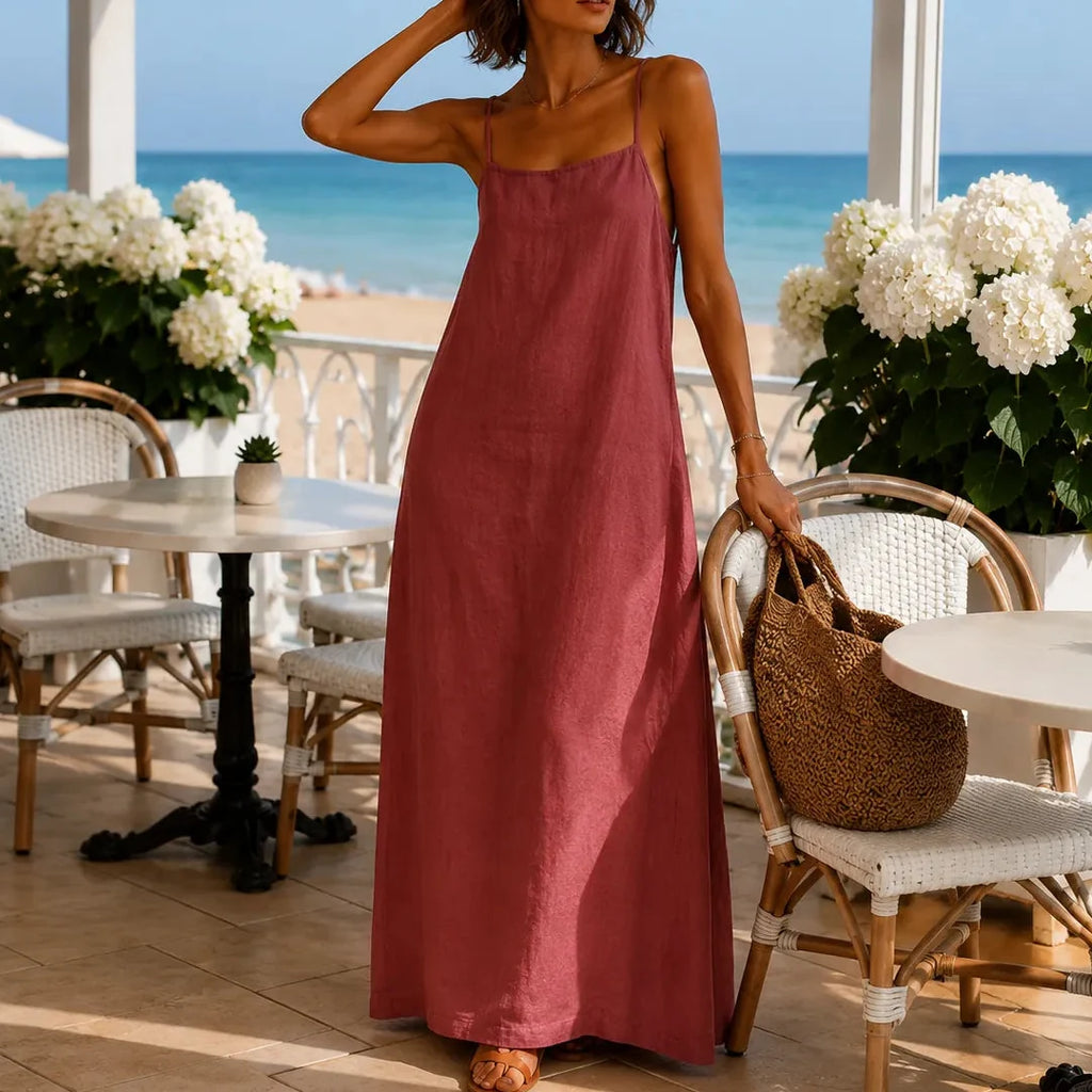 Marelle – Linen-Look Maxi Slip Dress