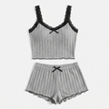 Lunavia – Women's Ribbed Knit Cami & Shorts Pajama Set