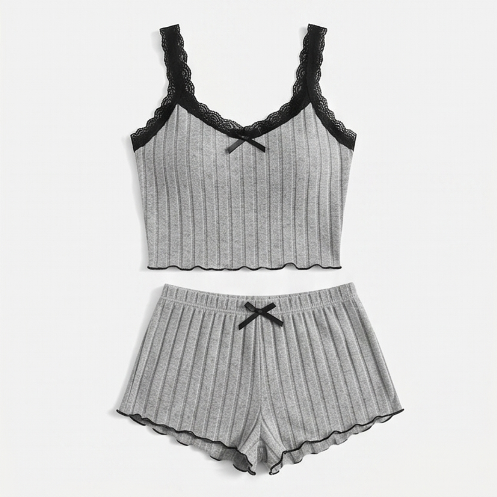 Lunavia – Women's Ribbed Knit Cami & Shorts Pajama Set