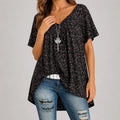 Florenza – Floral V-neck Short Sleeve Tunic Top for Women