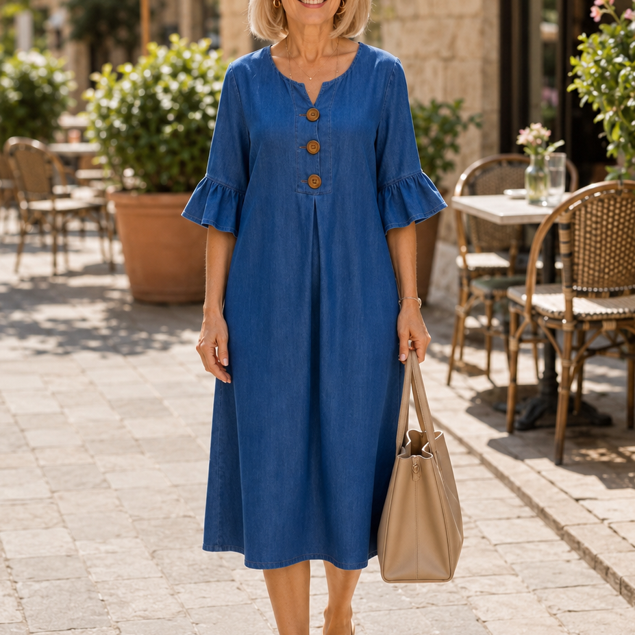 Wearbella – V-Neck Ruffle Sleeve Midi Dress