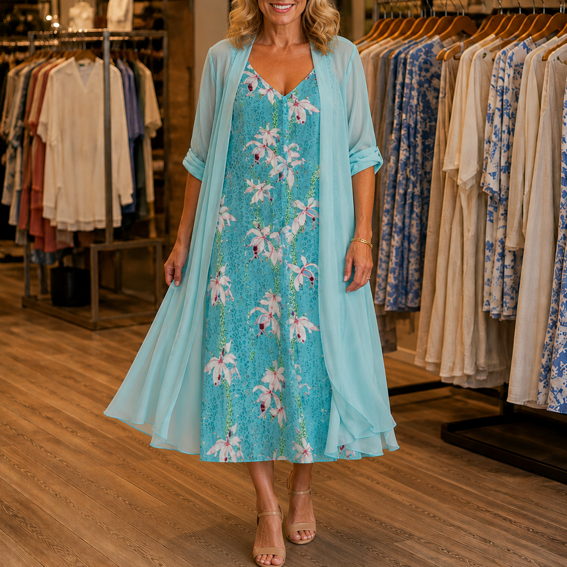 Wearbella – Floral Print Dress And Duster Set