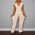 Linelle – Wrap-Front Wide-Leg Linen Two-Piece Set