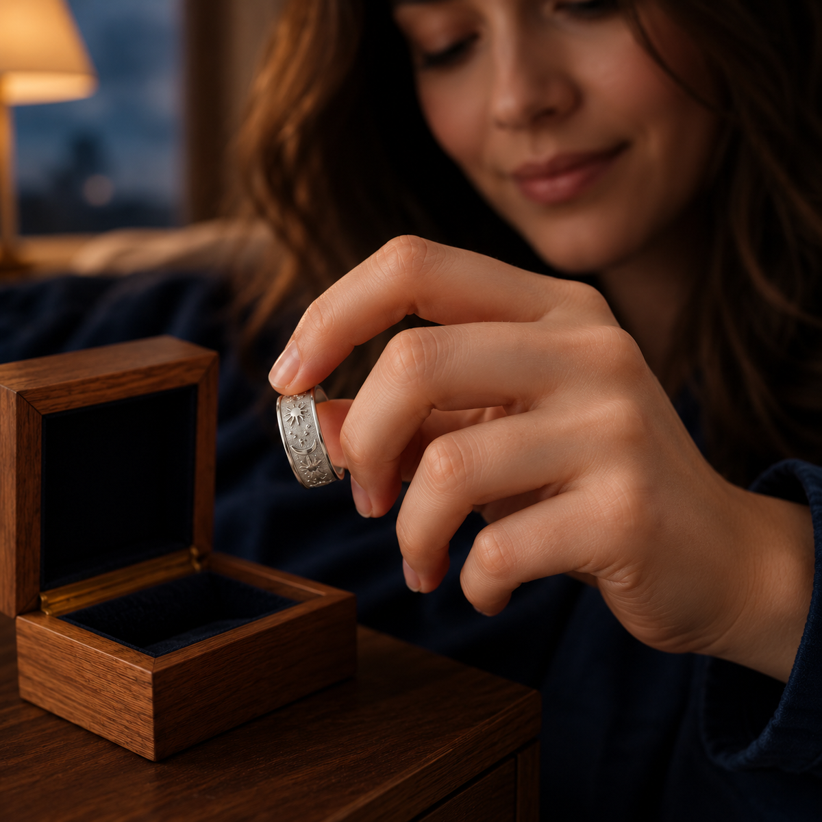 Tethro – Sun Moon Couple Spinner Anxiety Ring