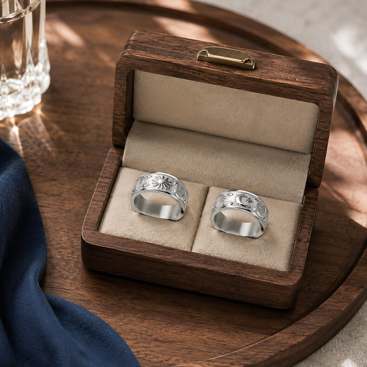 Tethro – Sun Moon Couple Spinner Anxiety Ring