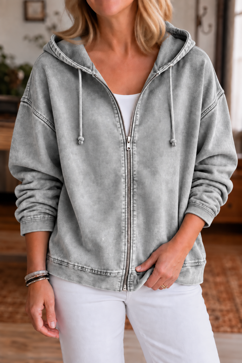 Rethread – Washed Relaxed Zip-Up Hoodie