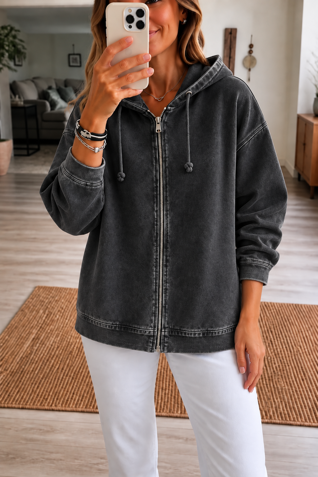 Rethread – Washed Relaxed Zip-Up Hoodie