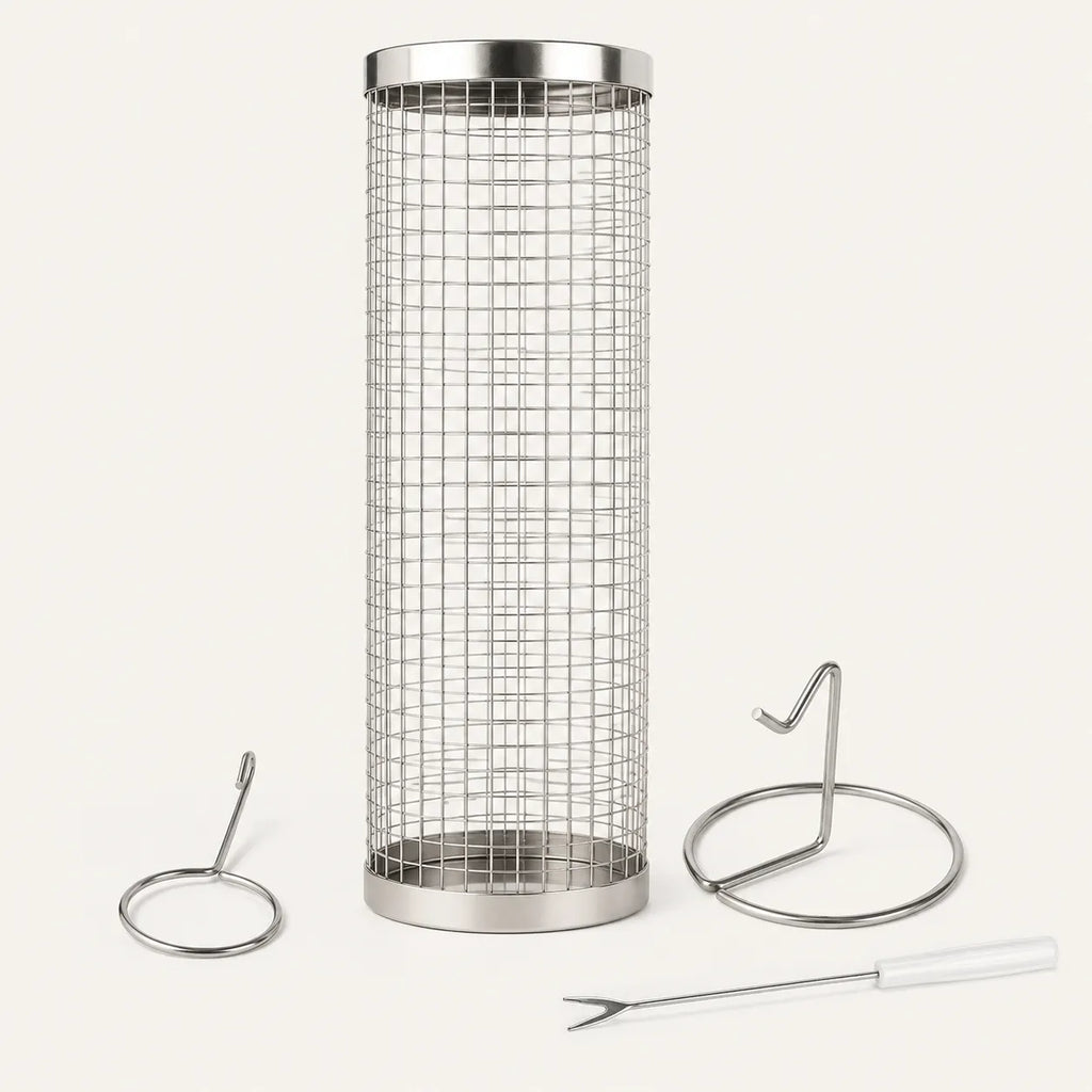Rollwell – Rolling Stainless Mesh Grill Basket with Hook