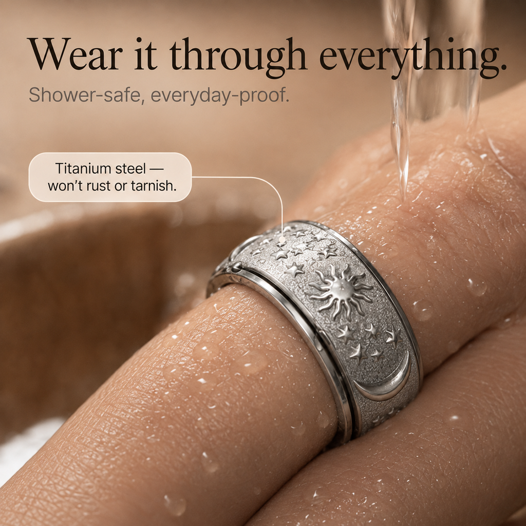 Tethro – Sun Moon Couple Spinner Anxiety Ring