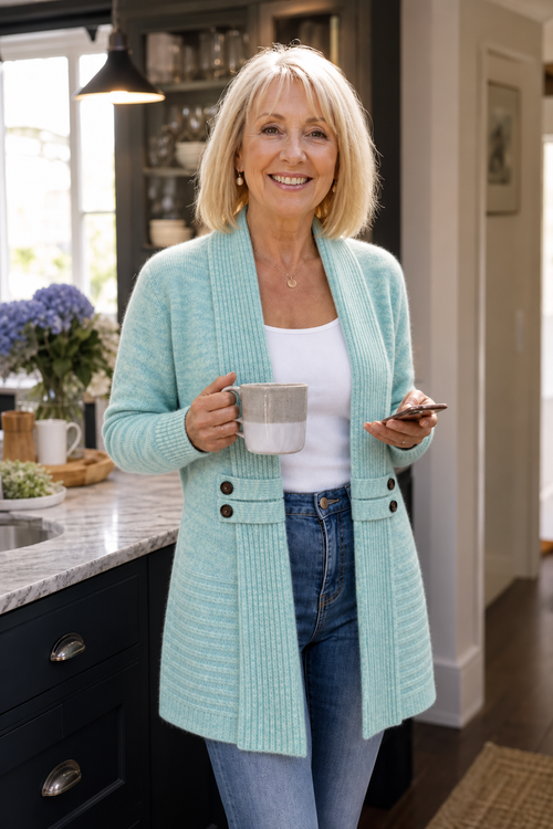 Wearbella – Double-Breasted Belted Knit Cardigan